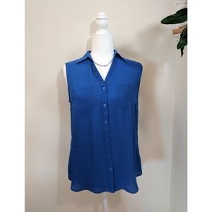 Talbot's Blue Sleeveless Top with Collar